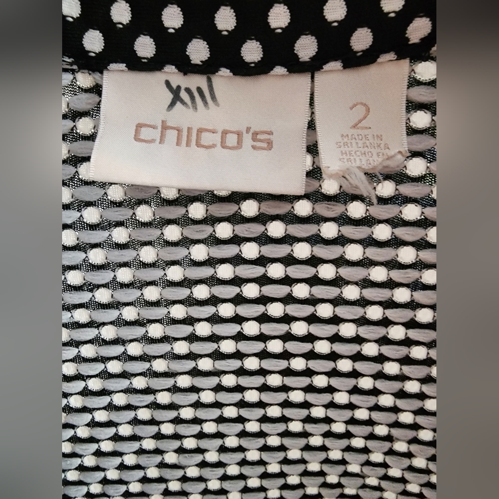 Chico's black white polka dot cropped blazer jacket SZ Large - Picture 3 of 6